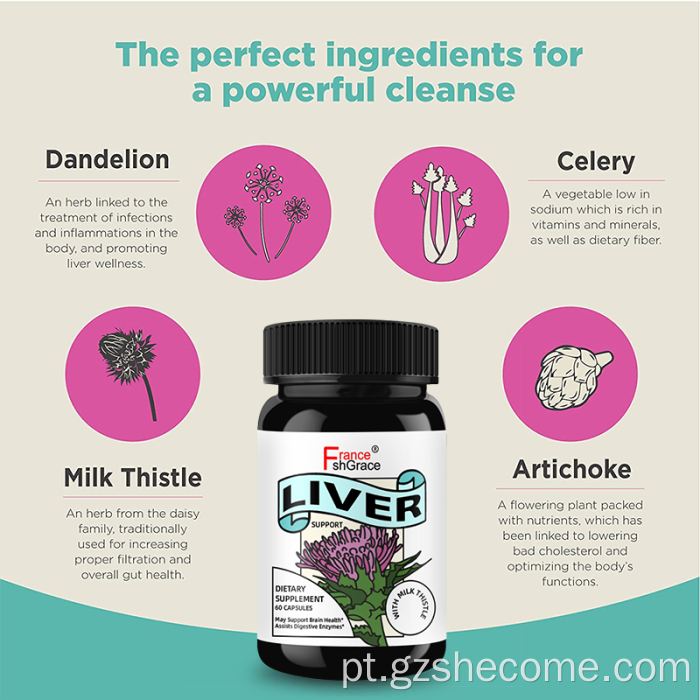 Cápsulas de desintoxicação de fígado OEM suplemento de limpeza de desintoxicação de fígado